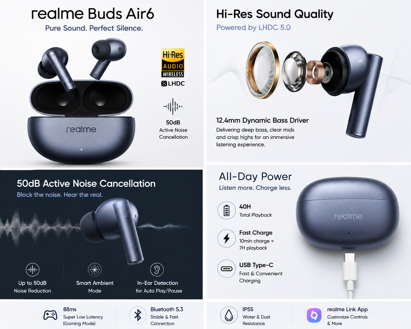 Buds Air 6 TWS Wireless Earbuds with